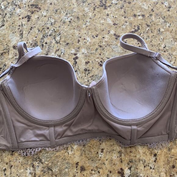 Victoria Secret Lined Lace Demi Buste Double Bra Body by Victoria Lavender 34DD - Picture 5 of 6